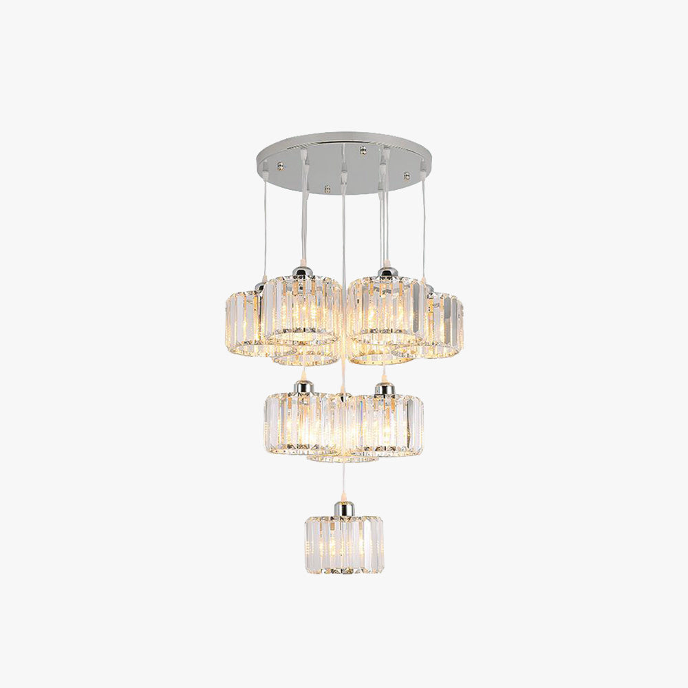 Hailie Modern Column Crystal Pendant Light, Stairs/Dining Room