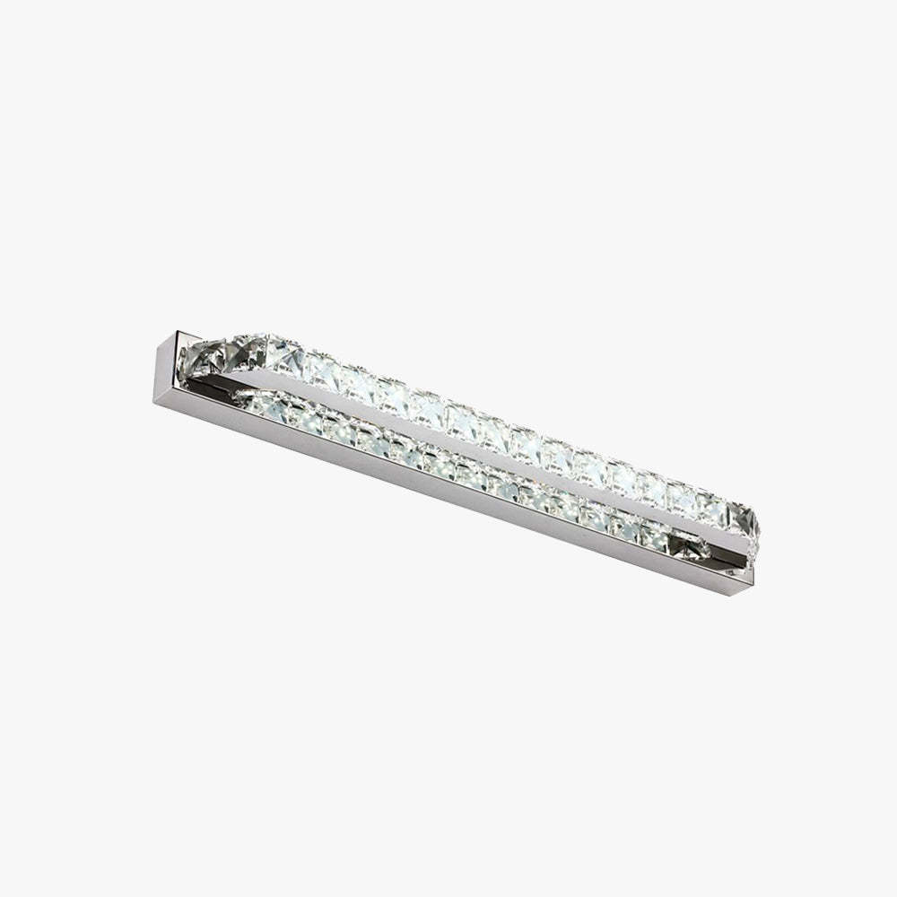 Kristy Luxury Linear Crystal Mirror Front Vanity Wall Lamp, Silver