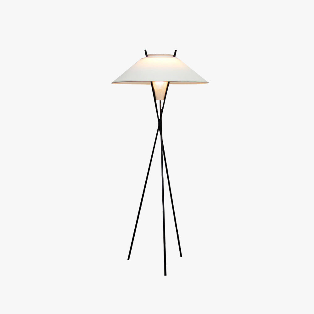 Carins Modern Tripod Metal Fabric Floor Lamp, white fabric shade and black metal