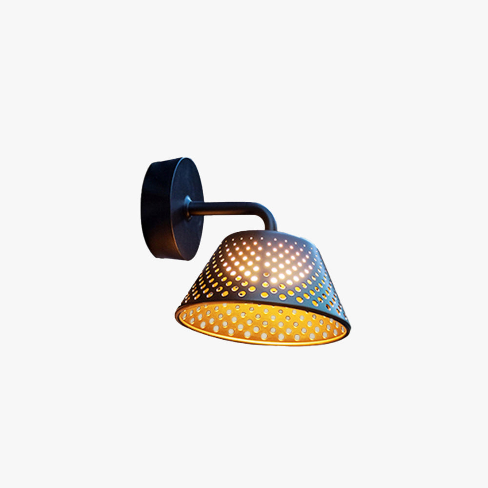 Carins Industrial Hollow Metal Outdoor Wall Lamp, Black