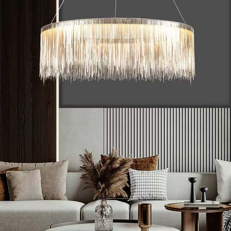 Arisha Colon Tassel Chain Art Deco Pendant Light Silver/Gold Living Room/Hall