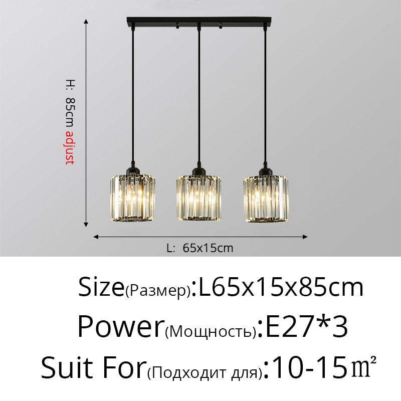 Herbert Modern Cluster Cylinder Glass Pendant Light, Black/Gold