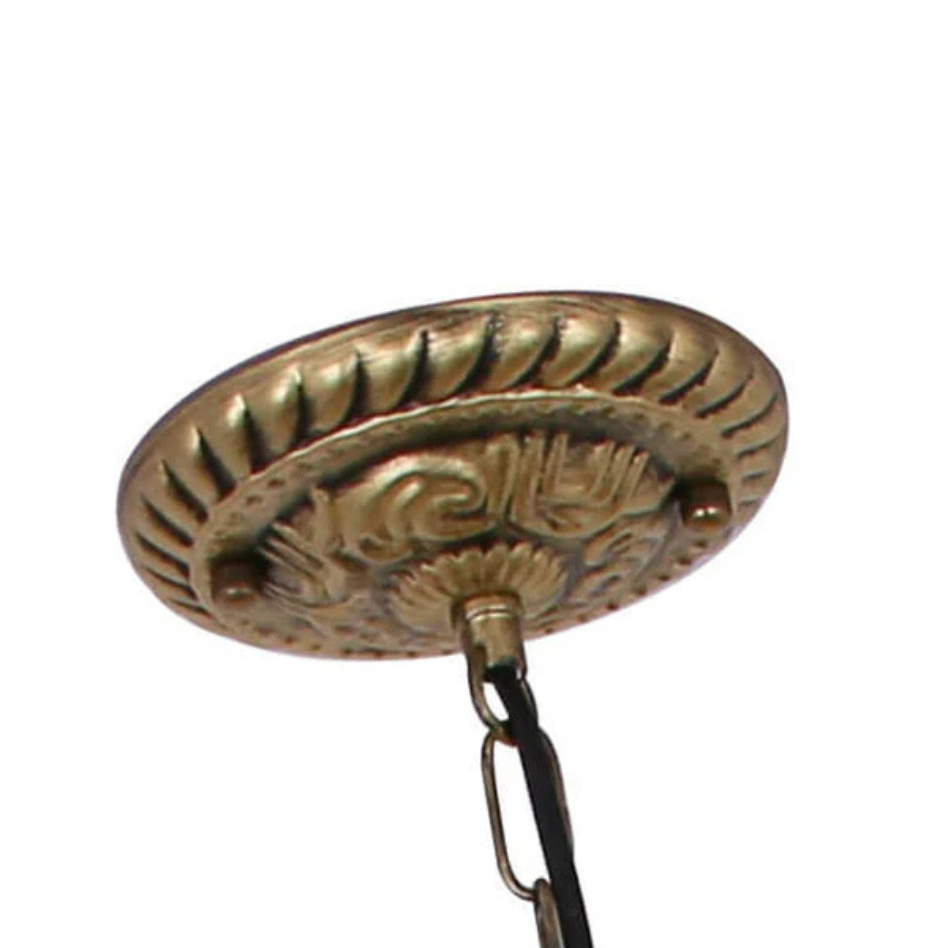 Eryn Vintage Pendant Light Stained Glass Metal Bowl Living Room