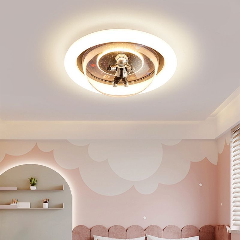 Fateh Cosmic Astronaut & Galaxy Motif Flush Mount Ceiling Light