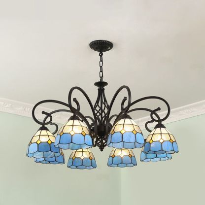 Silva Tiffany Mediterranean Branch Metal Chandelier