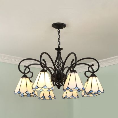 Silva Tiffany Mediterranean Branch Metal Chandelier