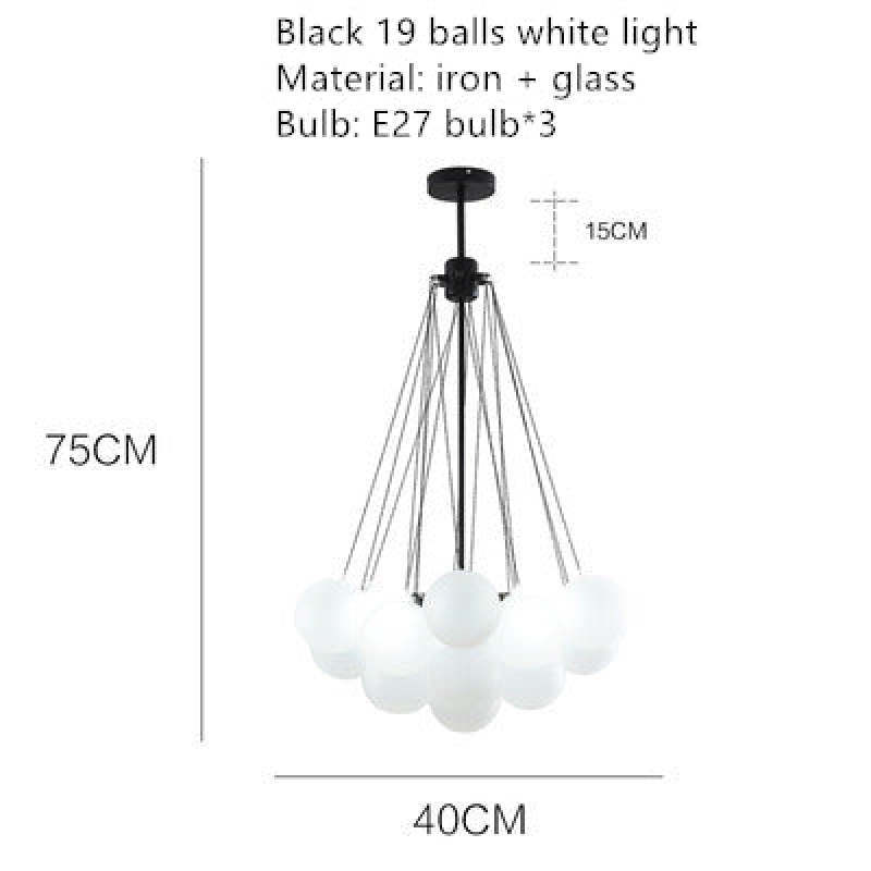 Valentina Glass Globe Pendant Light Bubble, Gold/Black