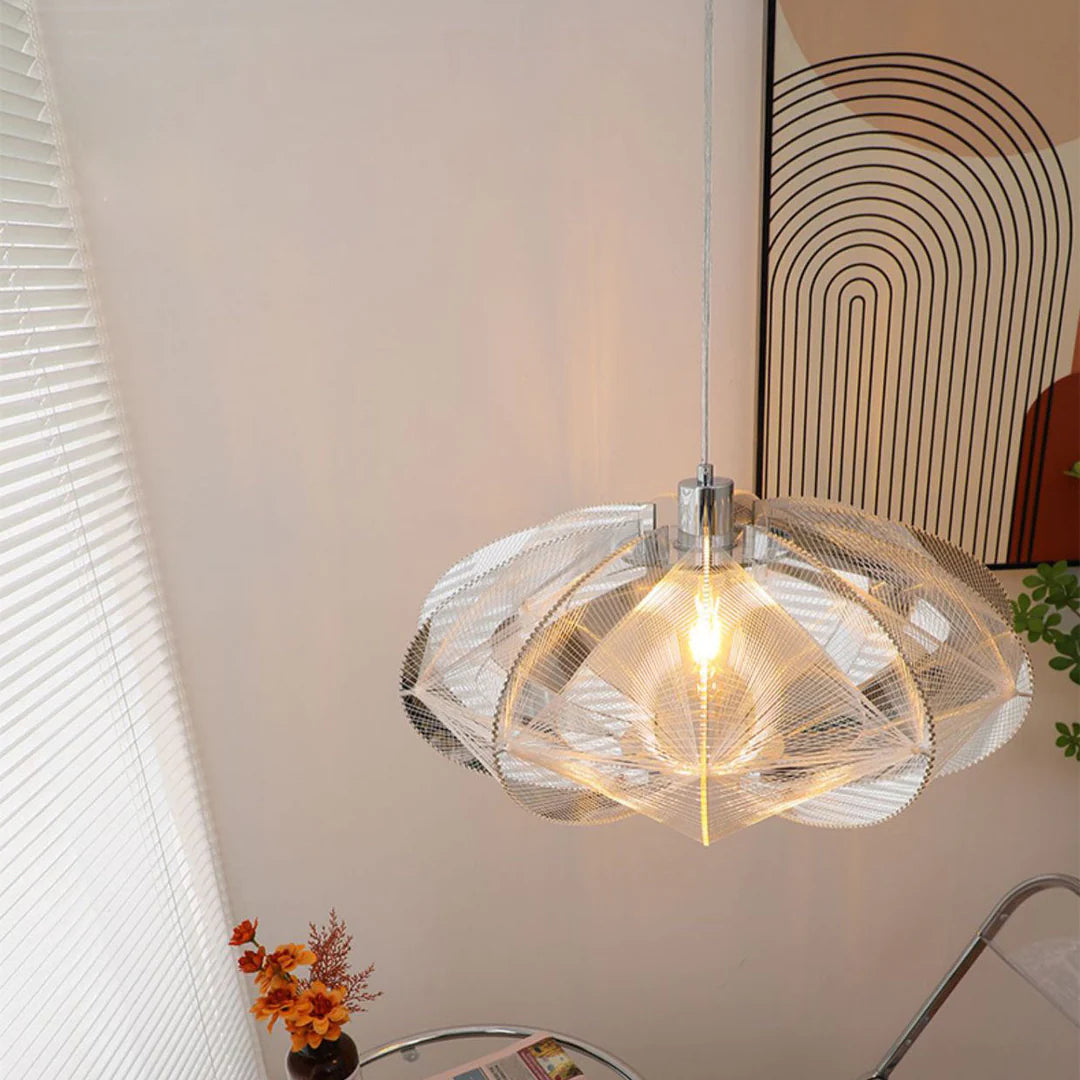 Grace Modern LED Pendant Light White Metal Acrylic Living Room