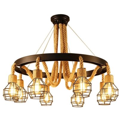 Epoch Retro Industrial Globe Chandelier Black Metal Bar/Living Room