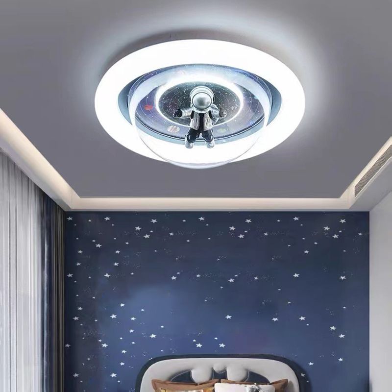 Fateh Cosmic Astronaut & Galaxy Motif Flush Mount Ceiling Light