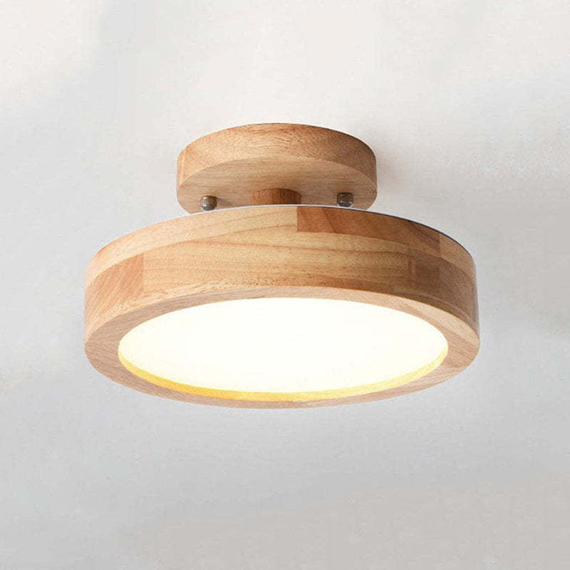 Round LED Flush Mount Ceiling Light Modern Wood/Acrylic | Las Sola