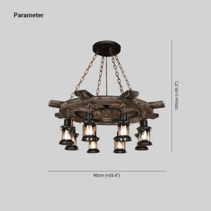 Dimensions of Austin rudder pendant light with 8 heads
