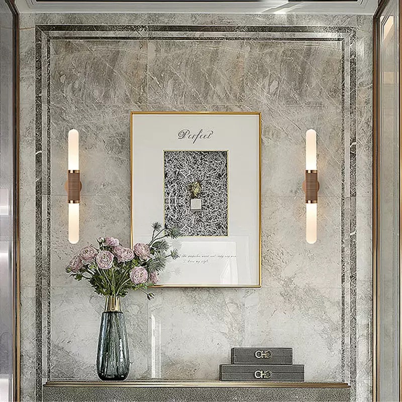 Meza Modern Long Pole Glass Luxury Wall Light Shades Hallway Bedroom Living Room