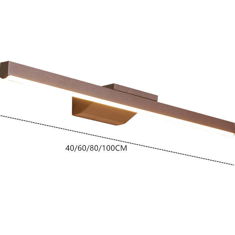 Leigh Modern Linear Metal Wall Lamp Mirror Front, Coffee
