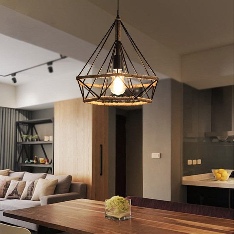 Epoch Countryside Diamond Pendant Light Black Metal Kitchen/Cafe