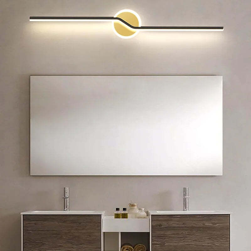 Wall Lamp Linear Minimalist, Metal, Black/Gold, Bathroom | Las Sola
