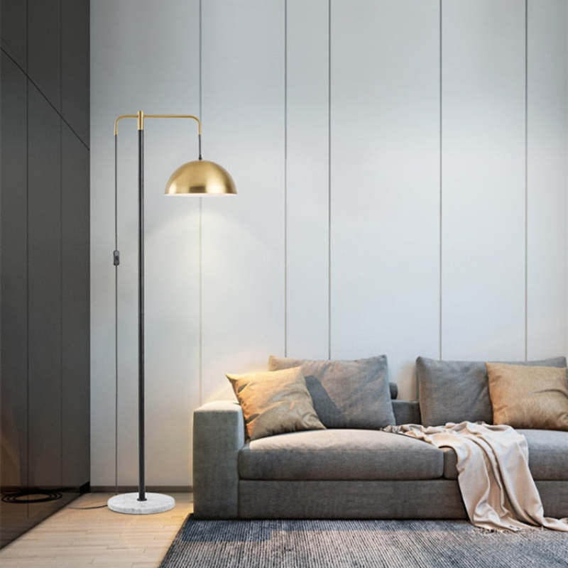 Modern Metal Floor Lamp Gold Living Room | Las Sola