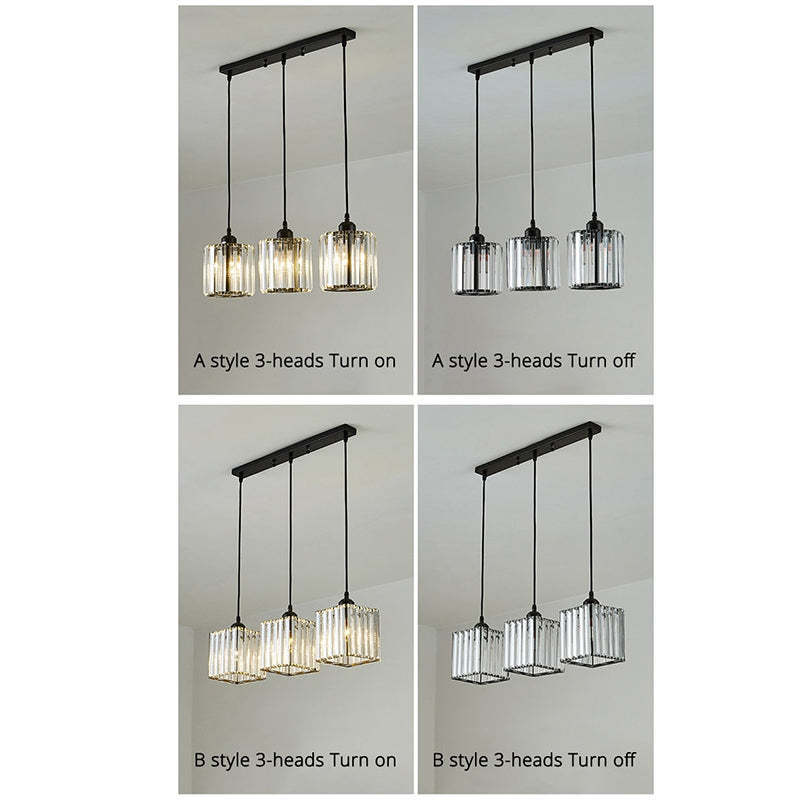 Herbert Modern Cluster Cylinder Glass Pendant Light, Black/Gold