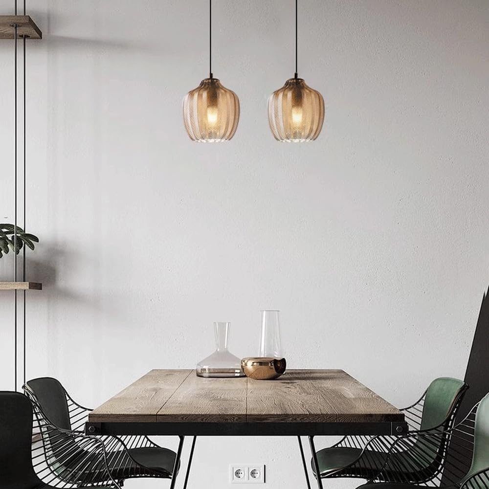 Hailie Modern Round Pendant Light Metal/Glass Dining Room