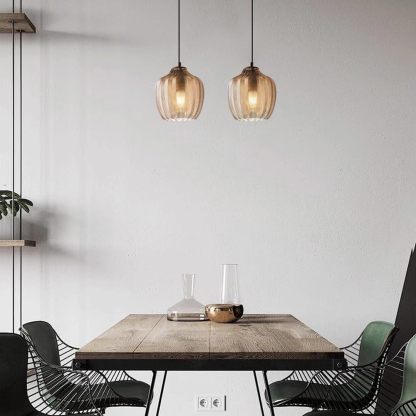 Hailie Modern Round Pendant Light Metal/Glass Dining Room