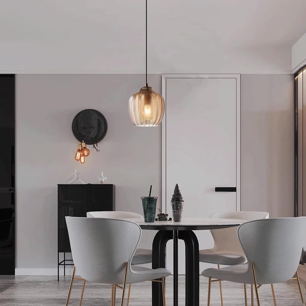 Hailie Modern Round Pendant Light Metal/Glass Dining Room