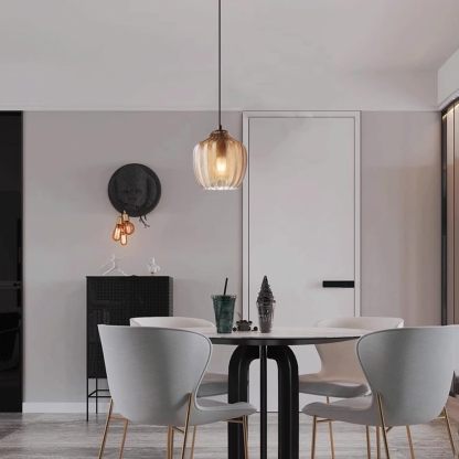 Hailie Modern Round Pendant Light Metal/Glass Dining Room