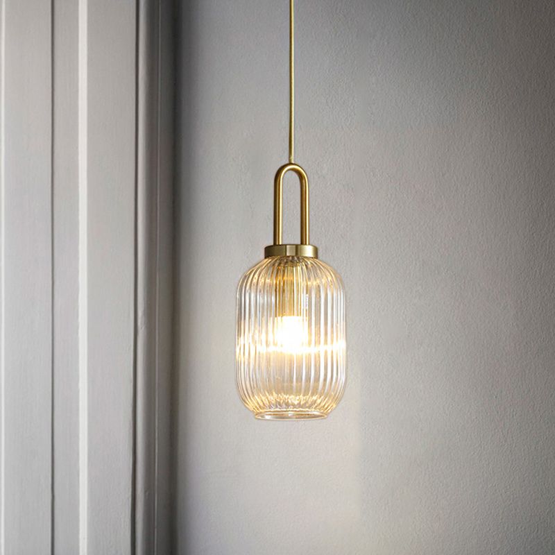 Sanna Modern Ribbed Clear Glass Pendant Light