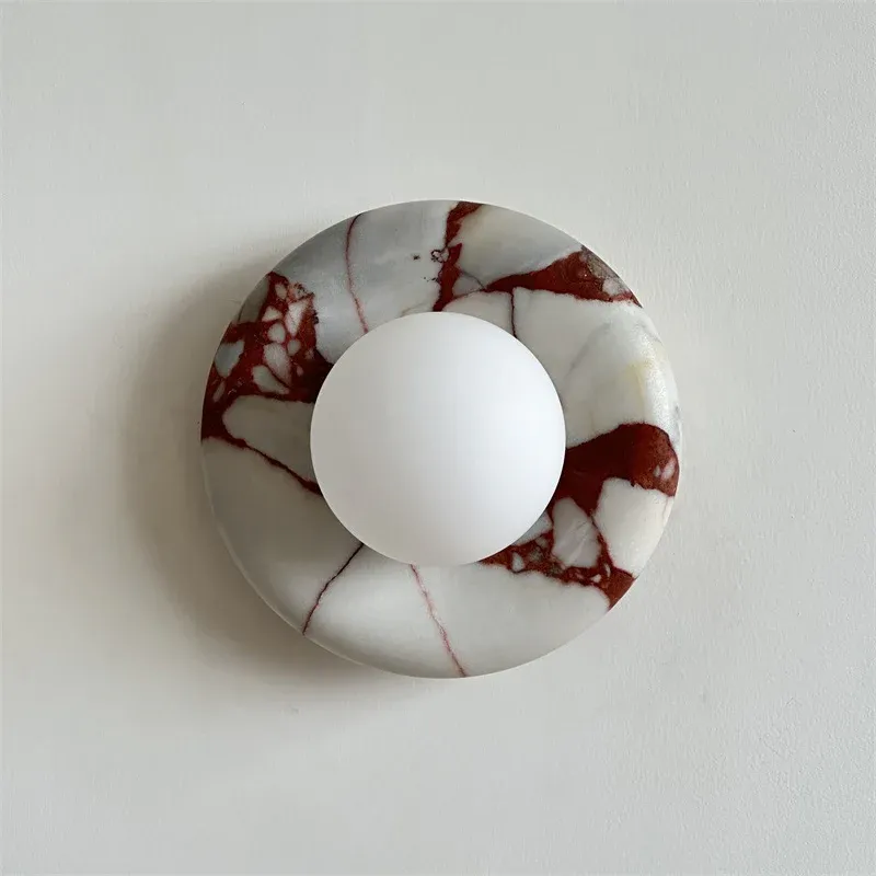 Elif Modern Round Marble Wall Light Shades Bedroom Living Room