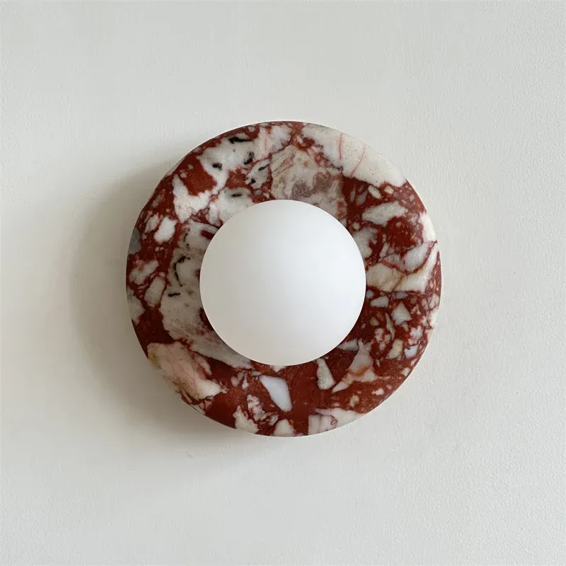 Elif Modern Round Marble Wall Light Shades Bedroom Living Room