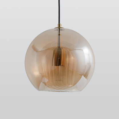 Hailie Nordic Glass Globe Pendant Light, Clear/Amber