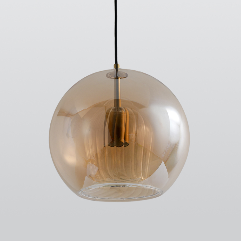 Hailie Nordic Glass Globe Pendant Light, Clear/Amber
