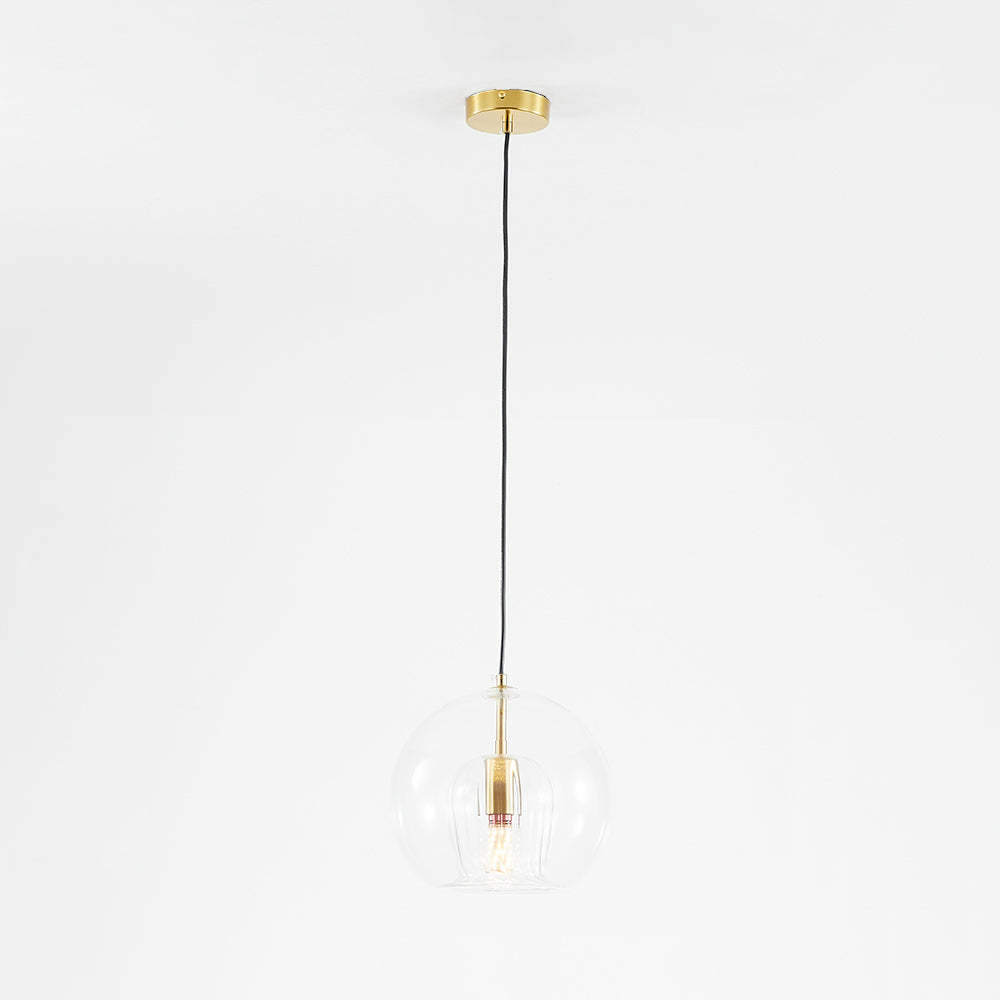 Hailie Nordic Glass Globe Pendant Light, Clear/Amber