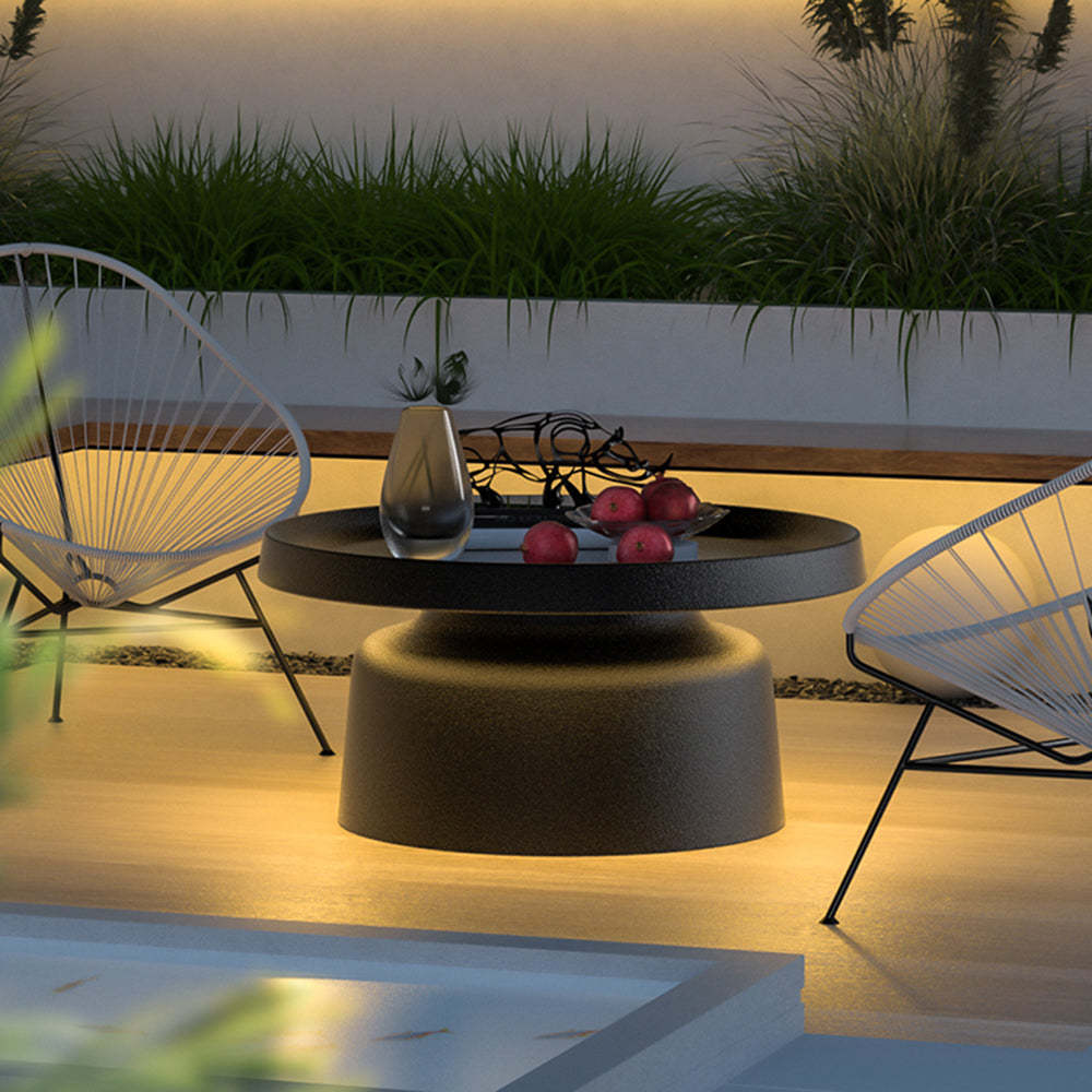 Pena Table Metal Rechargeable/Solar Outdoor Floor Lamp, Black