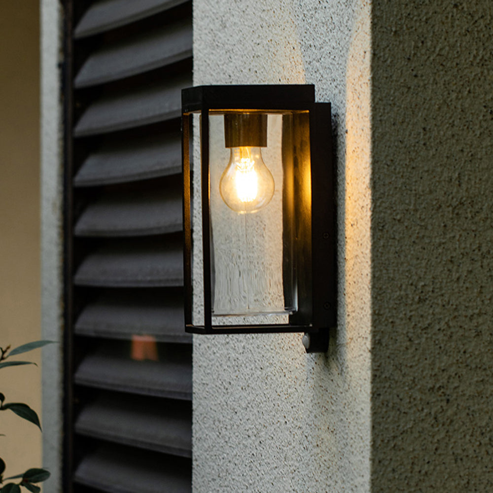 Orr Modern Rectangular Solar Waterproof Metal Glass Outdoor Wall Lamp