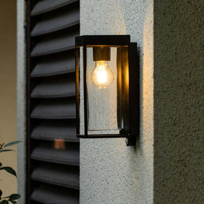 Orr Modern Rectangular Solar Waterproof Metal Glass Outdoor Wall Lamp