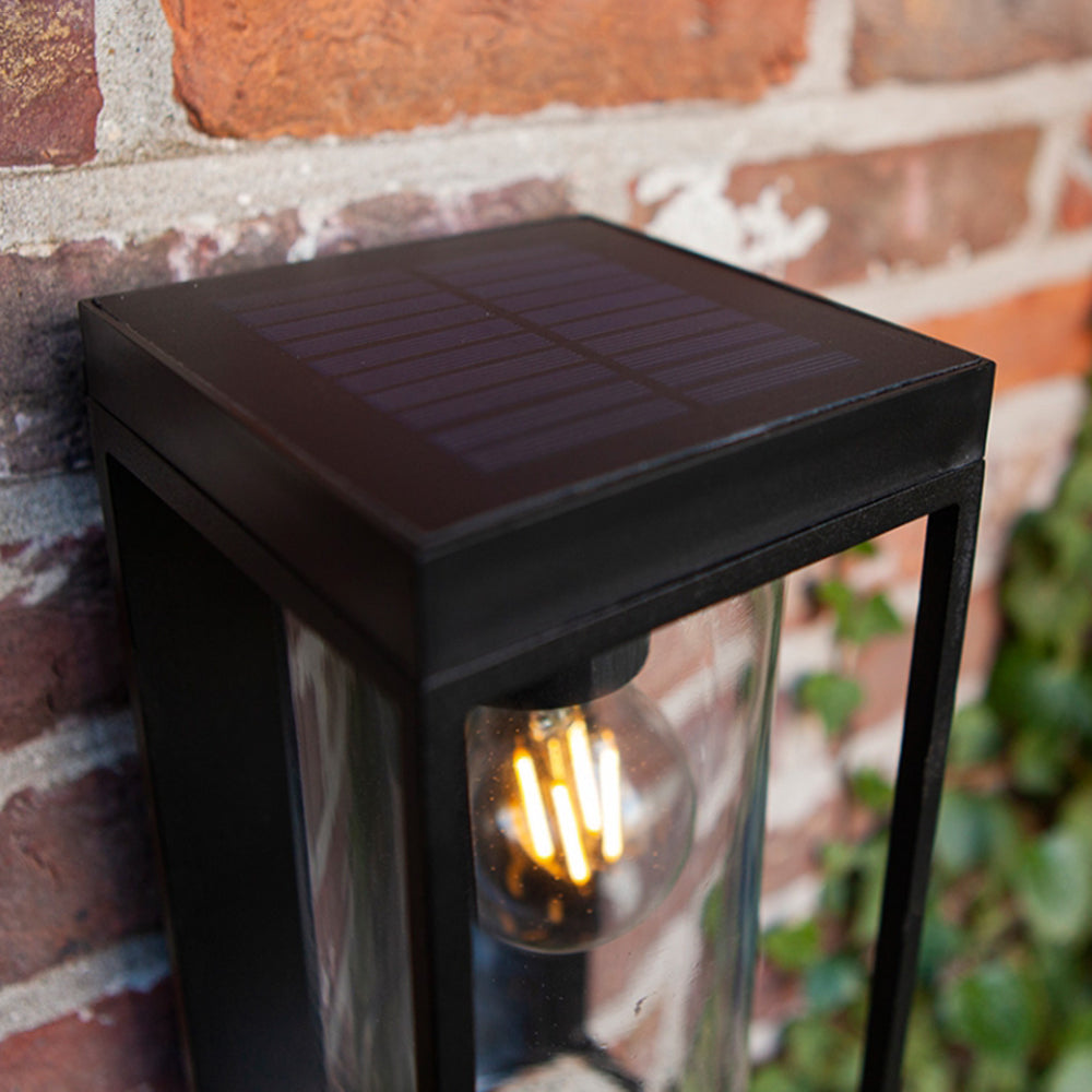 Orr Modern Rectangular Solar Waterproof Metal Glass Outdoor Wall Lamp