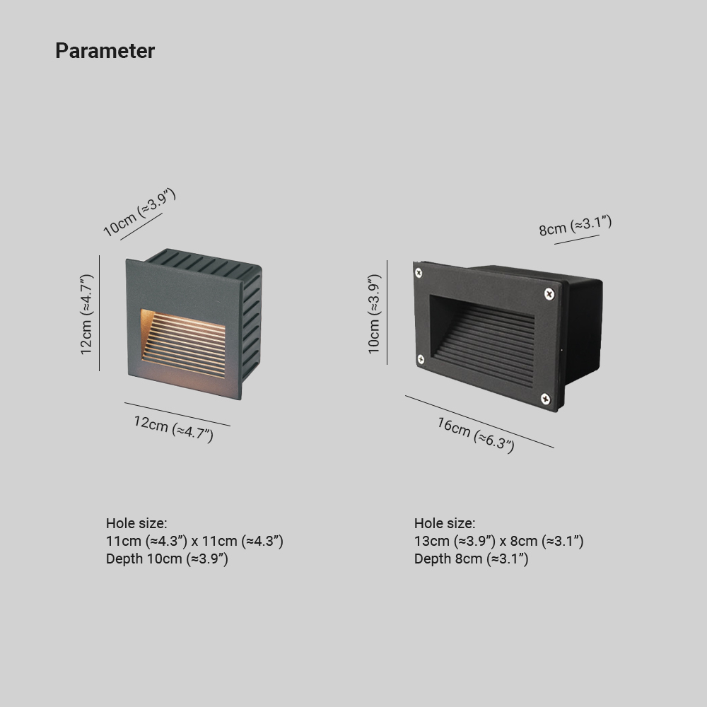 Orr Modern Metal Rectangular Outdoor Deck/Step Light, Grey/Black