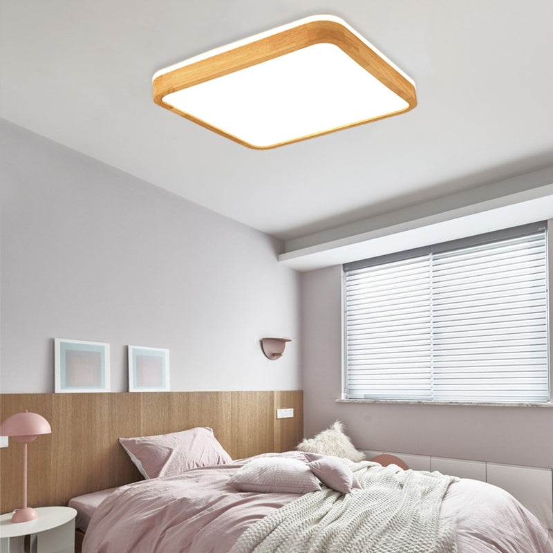 Ozawa Nordic wood ceiling light in pink bedroom