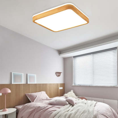 Ozawa Nordic wood ceiling light in pink bedroom