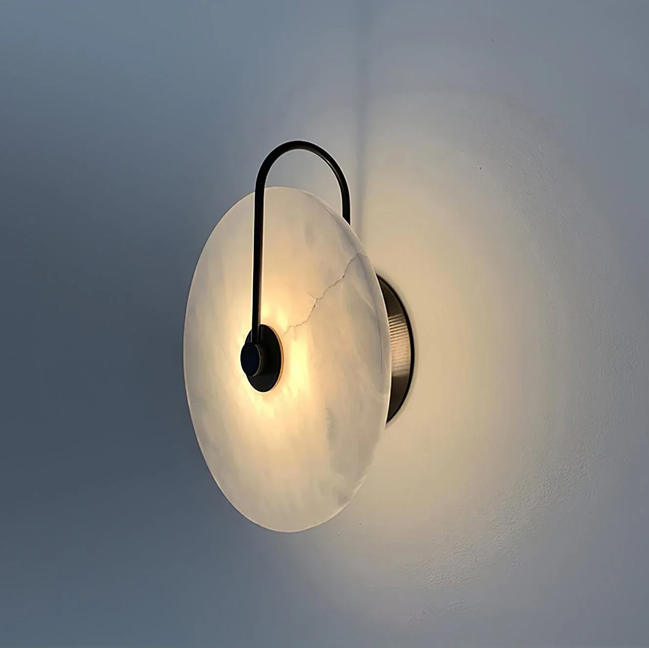 Jade Minimalism Gold Black Metal Alabaster Wall Lamp Bedroom Living Room