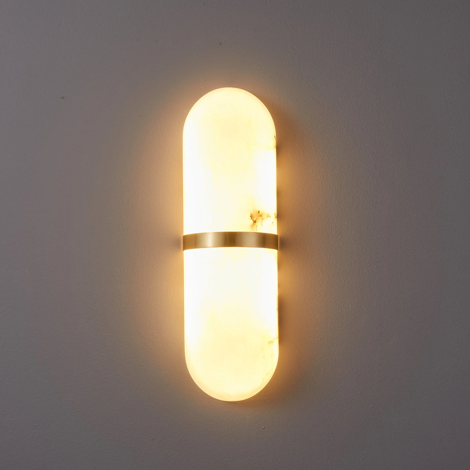 Elif Artistic Pill Metal Alabaster Wall Lamp Living Room Bedroom