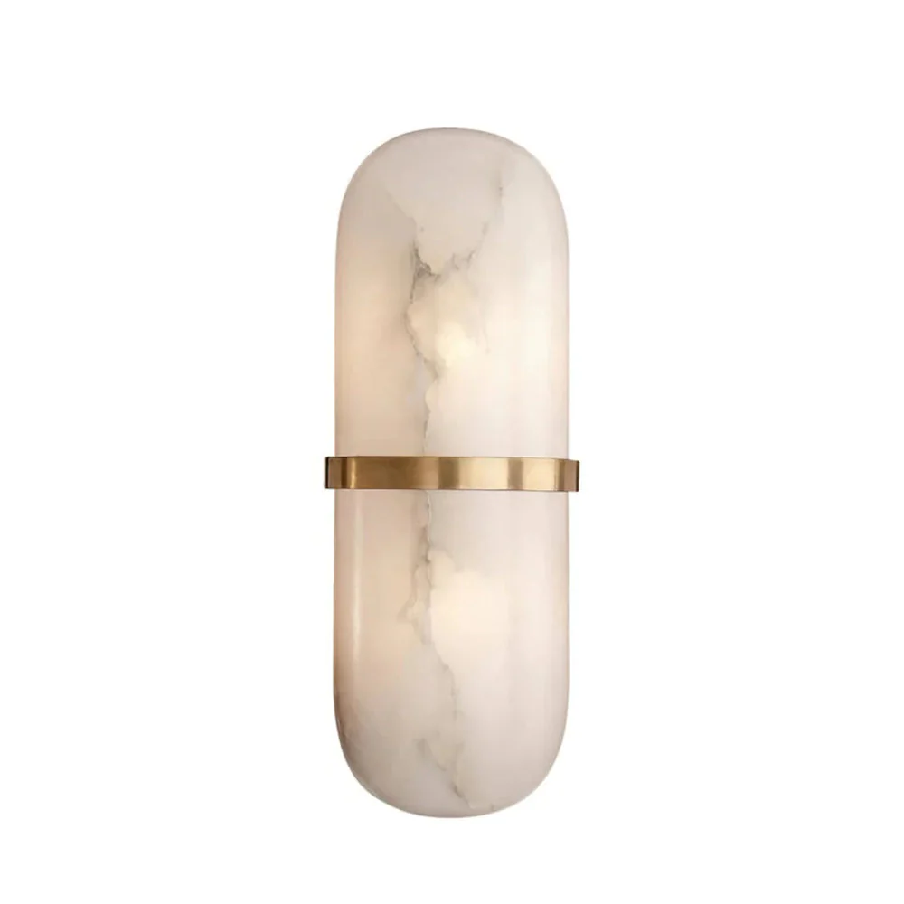 Elif Artistic Pill Metal Alabaster Wall Lamp Living Room Bedroom