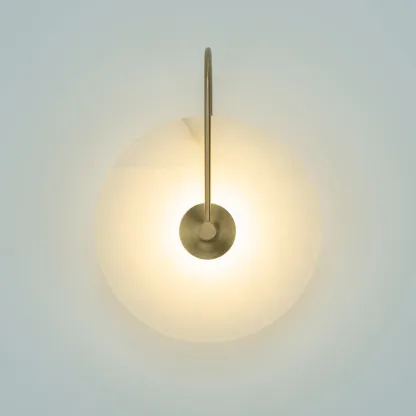 Jade Minimalism Gold Black Metal Alabaster Wall Lamp Bedroom Living Room
