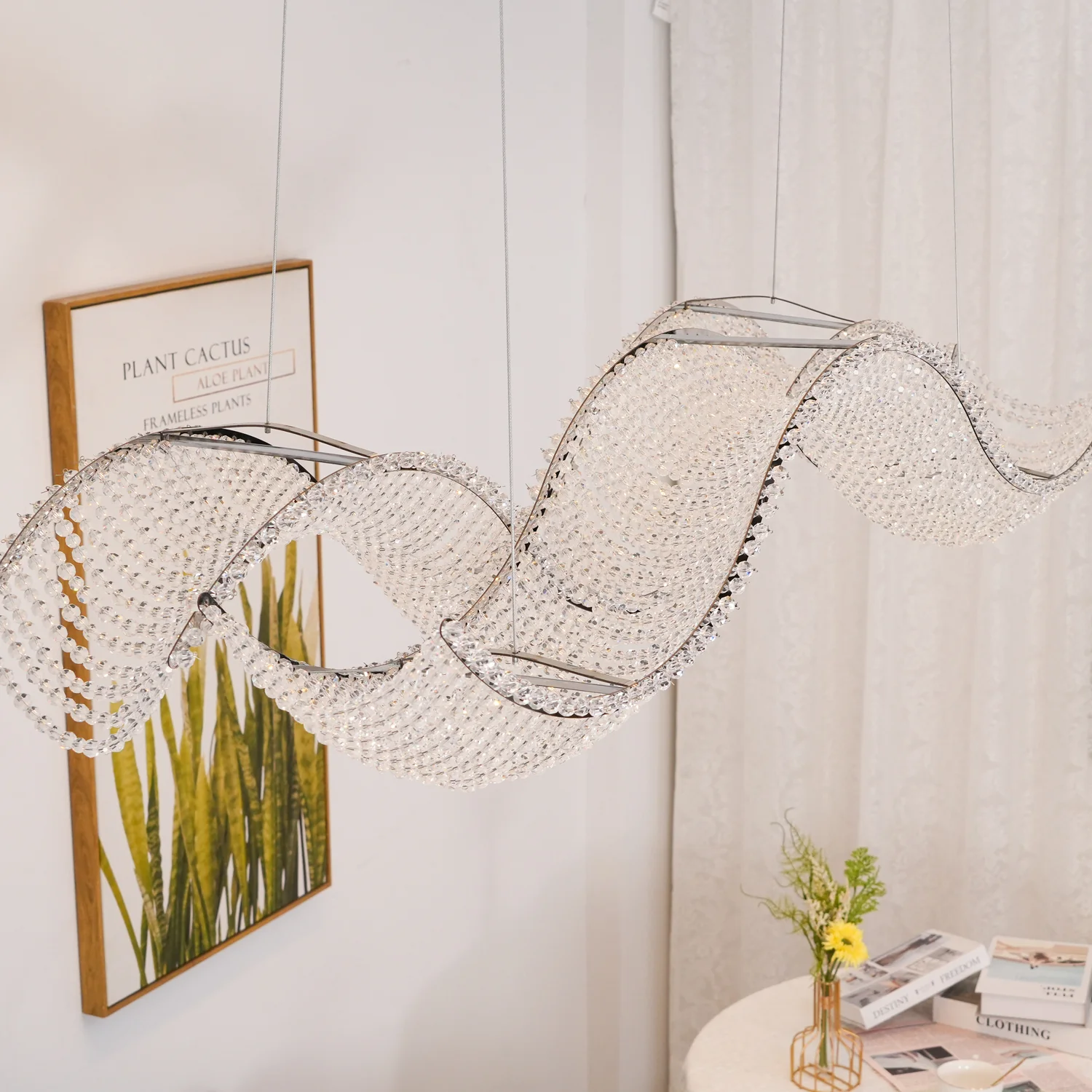 Marilyn Gorgeous Unusual Metal Crystal Chandelier Living Room Dining Room