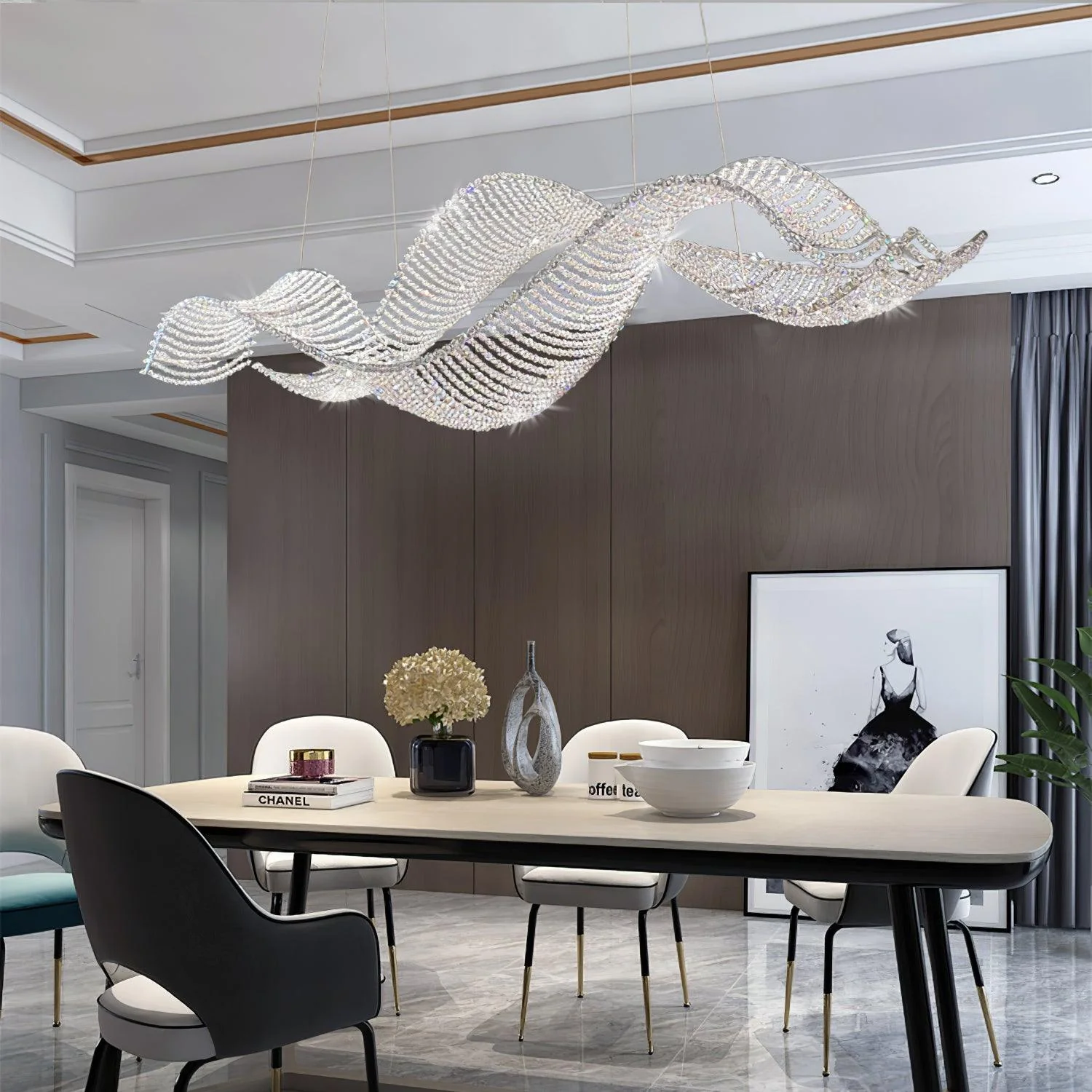 Marilyn Gorgeous Artistic Metal Crystal Chandelier Living Room Dining Room
