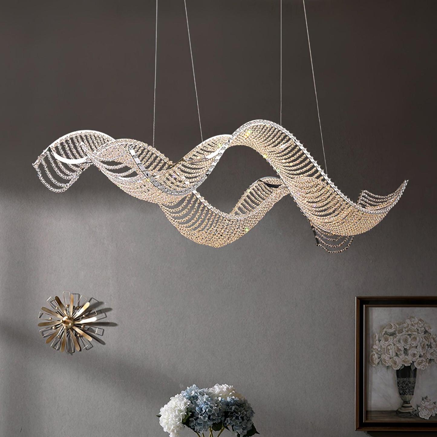 Marilyn Gorgeous Unusual Metal Crystal Chandelier Living Room Dining Room