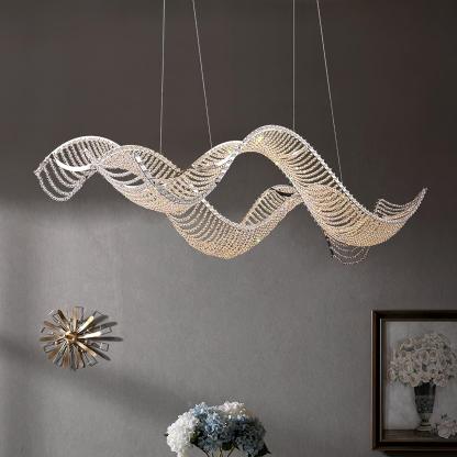 Marilyn Gorgeous Unusual Metal Crystal Chandelier Living Room Dining Room