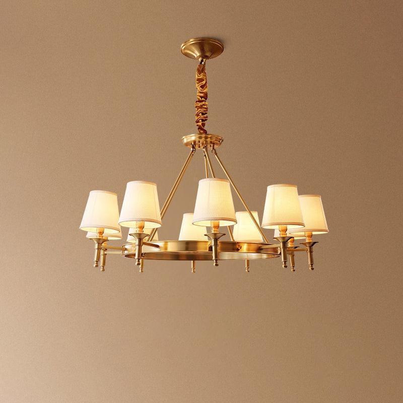 Alessio Antique Brass Linen Chandelier Bedroom Living Room