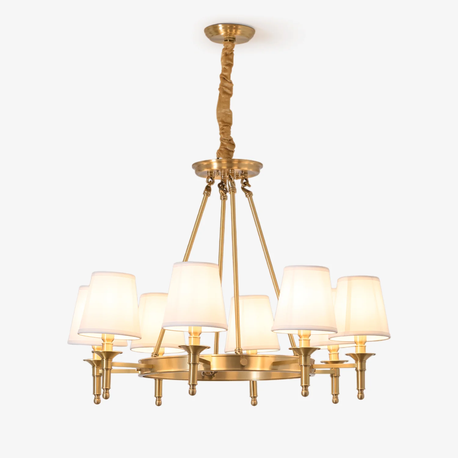 Alessio Antique Brass Linen Chandelier Bedroom Living Room