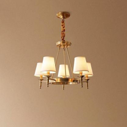 Alessio Antique Brass Linen Chandelier Bedroom Living Room